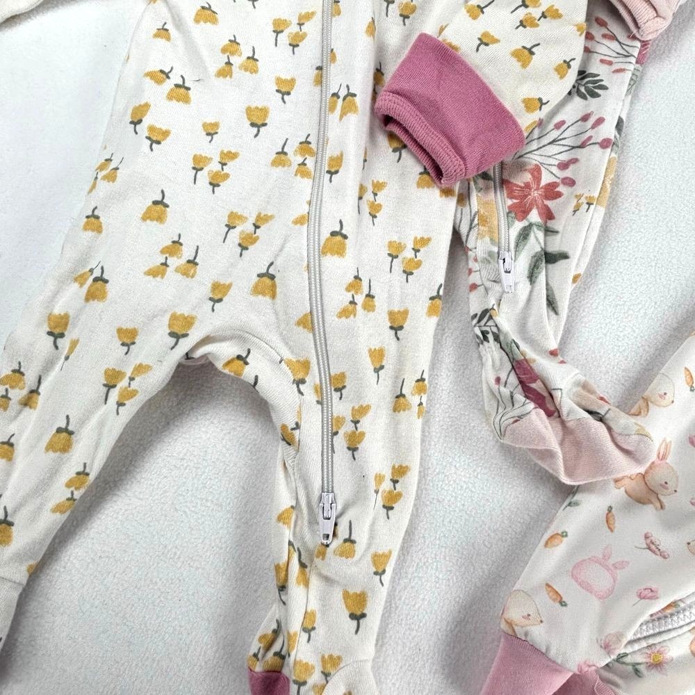 Eliza James Cloud Island‎ Baby Girl Footed Sleepers 3M Floral Print Zip 3 Pack - Picture 7 of 9